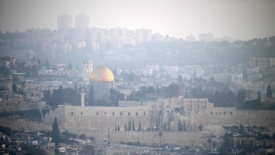 A panoramic view of Jerusalem's Old City is pictured at dawn of April 14, 2024, after Iran launched a drone and missile attack on Israel. (AFP) A panoramic view of Jerusalem's Old City is pictured at dawn of April 14, 2024, after Iran launched a drone and missile attack on Israel. (AFP)