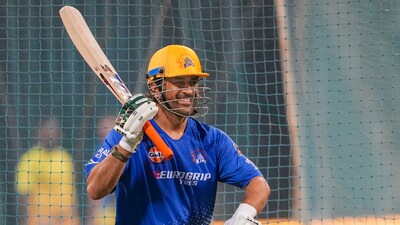 Chennai Super Kings player M.S. Dhoni during a practice session. (PTI) Chennai Super Kings player M.S. Dhoni during a practice session. (PTI)