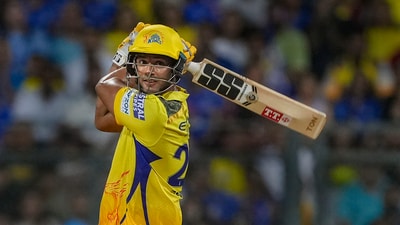 Shivam Dube joined his captain and the pair ended up putting up a stand of 90 runs off a mere 45 balls for the third wicket. Gaikwad scored 69 off 40 balls while Dube finished unbeaten on 66 off 38.&nbsp; (PTI)