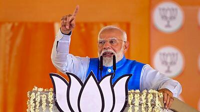 Prime Minister Narendra addresses a public meeting ahead of the Lok Sabha polls in Madhya Pradesh’s Narmadapuram district on Sunday. (PTI) Prime Minister Narendra addresses a public meeting ahead of the Lok Sabha polls in Madhya Pradesh’s Narmadapuram district on Sunday. (PTI)