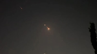 This video grab shows explosions lighting up Jerusalem sky during Iranian attack on Israel. (AFP) This video grab shows explosions lighting up Jerusalem sky during Iranian attack on Israel. (AFP)
