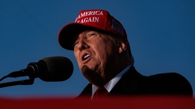 Former US President Donald Trump speaks during a campaign rally at the Schnecksville Fire Hall in Schnecksville, Pennsylvania, US, on Saturday, April 13, 2024. (Bloomberg) Former US President Donald Trump speaks during a campaign rally at the Schnecksville Fire Hall in Schnecksville, Pennsylvania, US, on Saturday, April 13, 2024. (Bloomberg)