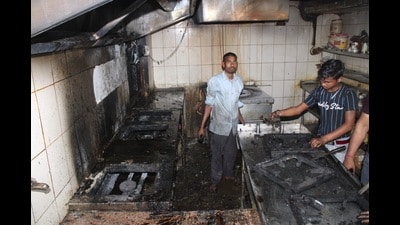 The fire started from kitchen engulfing goods kept there in no time. Firefighters took around two hours to contain it. (Sourced) The fire started from kitchen engulfing goods kept there in no time. Firefighters took around two hours to contain it. (Sourced)