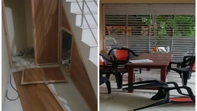 A crude bomb attack at the RSS office in Kerala's Kannur district in July 2022 ( ANI) A crude bomb attack at the RSS office in Kerala's Kannur district in July 2022 ( ANI)