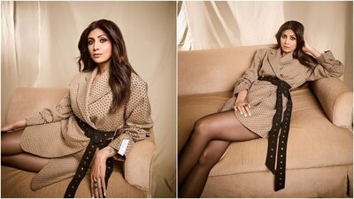 Lastly, Shilpa accessorised the ensemble with black sling-back pumps, statement rings, and stylish earrings. Meanwhile, she chose smudged winged eyeliner, subtle eye shadow, on-fleek brows, mascara on the lashes, rouge on the cheekbones, beaming highlighter, and nude lip shade for the glam picks. Centre-parted loose locks styled on soft waves gave the finishing touch. (Instagram) Lastly, Shilpa accessorised the ensemble with black sling-back pumps, statement rings, and stylish earrings. Meanwhile, she chose smudged winged eyeliner, subtle eye shadow, on-fleek brows, mascara on the lashes, rouge on the cheekbones, beaming highlighter, and nude lip shade for the glam picks. Centre-parted loose locks styled on soft waves gave the finishing touch. (Instagram)