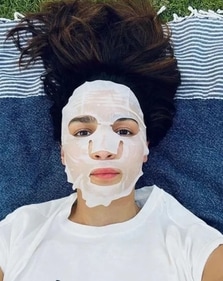 Alia Bhatt enjoying me-time with a sheet mask on Alia Bhatt enjoying me-time with a sheet mask on