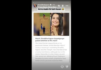 Snapshot of Shraddha Kapoor's Instagram Stories. Snapshot of Shraddha Kapoor's Instagram Stories.