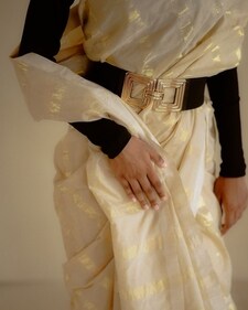 Elevate your Vishu look with a gold belt from ROUKA by Sreejith Jeevan (Photo: Instagram) Elevate your Vishu look with a gold belt from ROUKA by Sreejith Jeevan (Photo: Instagram)