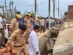 Rescue work underway after roof of an under-construction building collapsed, at Jansath in Muzaffarnagar district. Rescue work underway after roof of an under-construction building collapsed, at Jansath in Muzaffarnagar district.