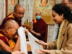 Kangana Ranaut with spiritual leader Dalai Lama in Himachal Pradesh's Dharamshala. Kangana Ranaut with spiritual leader Dalai Lama in Himachal Pradesh's Dharamshala.