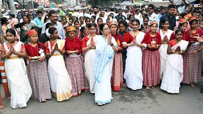 West Bengal Chief Minister Mamata Banerjee during a rally in Jalpaiguri, West Bengal, on Sunday. (ANI)
