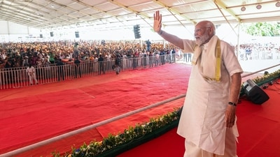 PM Narendra Modi also promised that if the NDA government comes back to power for a third time, it will start survey work for introducing bullet trains in north, east, and south India, similar to the bullet train between Ahmedabad and Mumbai. (BJP) PM Narendra Modi also promised that if the NDA government comes back to power for a third time, it will start survey work for introducing bullet trains in north, east, and south India, similar to the bullet train between Ahmedabad and Mumbai. (BJP)