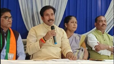 Anil Rajbhar addressing mediapersons in Prayagraj on Monday (HT photo) Anil Rajbhar addressing mediapersons in Prayagraj on Monday (HT photo)