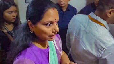 BRS leader K Kavitha leaves the Rouse Avenue court in Delhi after being produced by the CBI in the excise policy case on Monday. (PTI)