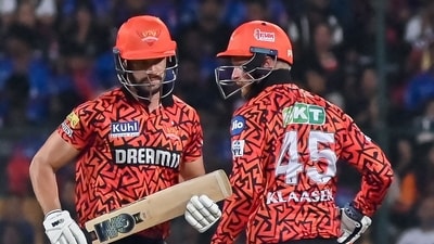 Sunrisers Hyderabad's Heinrich Klaasen and Aiden Markram (L) run between the wickets (AFP) Sunrisers Hyderabad's Heinrich Klaasen and Aiden Markram (L) run between the wickets (AFP)