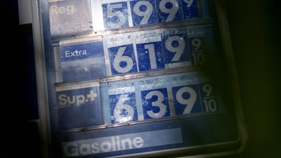 A Mobil gas station in Los Angeles, California, US, on Tuesday, April 2, 2024. US crude futures hit $85 a barrel in New York for the first time since October, as OPEC+ supply cuts underpin a steadily strengthening market. (Bloomberg)