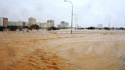Flooded streets seen in Oman. (REUTERS)