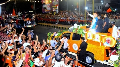 Prime Minister Narendra Modi in Mangaluru on Sunday. (PTI) Prime Minister Narendra Modi in Mangaluru on Sunday. (PTI)