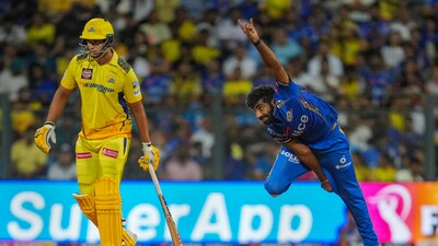 Mumbai: Mumbai Indians' Jasprit Bumrah bowls against Chennai Super Kings. (PTI)
