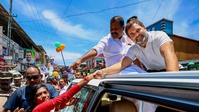 Congress leader Rahul Gandhi during an election campaign road show for the Lok Sabha polls in Wayanad on April 15. (PTI) Congress leader Rahul Gandhi during an election campaign road show for the Lok Sabha polls in Wayanad on April 15. (PTI)