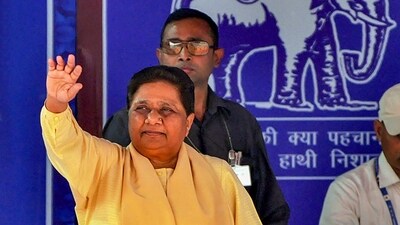 Moradabad: BSP chief Mayawati during an election campaign rally ahead of Lok Sabha polls, in Moradabad, Monday, April 15, 2024. (PTI Photo)  (PTI04_15_2024_000090B) (PTI)