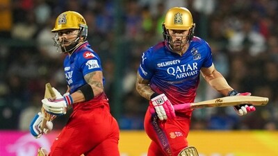 RCB got off to quite a sensational start with Faf du Plessis and Virat Kohli scoring 79 runs in the powerplay. (PTI) RCB got off to quite a sensational start with Faf du Plessis and Virat Kohli scoring 79 runs in the powerplay. (PTI)