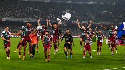 Mohun Bagan Super Giant players celebrate after beating Mumbai City FC (PTI) Mohun Bagan Super Giant players celebrate after beating Mumbai City FC (PTI)