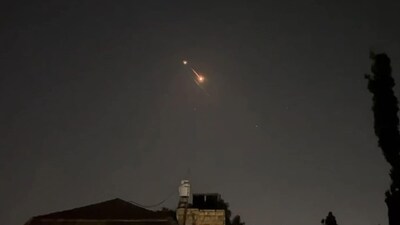 Iran-Israel conflict: This video grab shows explosions lighting up Jerusalem sky during Iranian attack on Israel. (AFP) Iran-Israel conflict: This video grab shows explosions lighting up Jerusalem sky during Iranian attack on Israel. (AFP)