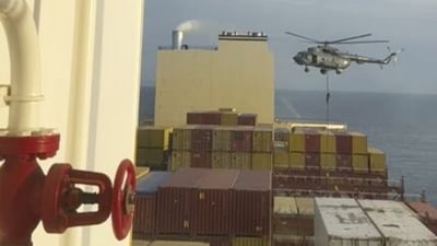 The vessel was seized about 80 km off the coast of the UAE. (AP) The vessel was seized about 80 km off the coast of the UAE. (AP)