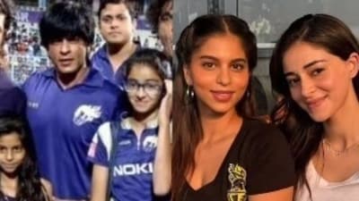 Ananya Panday and Suhana Khan at a previous IPL edition and at the KKR match on Sunday respectively