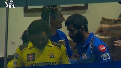 MS Dhoni (left) and Jasprit Bumrah after the match. (Screengrab) MS Dhoni (left) and Jasprit Bumrah after the match. (Screengrab)