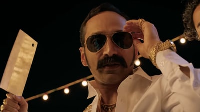 Fahaadh Faasil in a still from Aavesham. Fahaadh Faasil in a still from Aavesham.