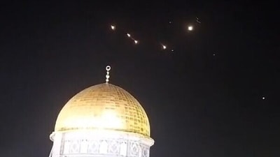 Iranian ballistic missiles intercepted by Israel over Al Aqsa mosque in Jerusalem