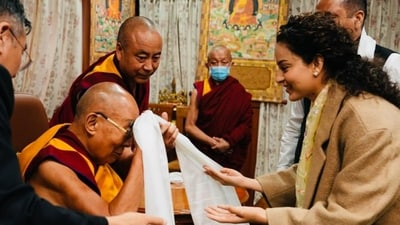 Kangana Ranaut with spiritual leader Dalai Lama in Himachal Pradesh's Dharamshala. (Instagram/@kanganaranaut) Kangana Ranaut with spiritual leader Dalai Lama in Himachal Pradesh's Dharamshala. (Instagram/@kanganaranaut)