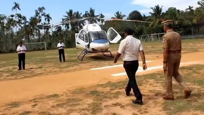 The helicopter via which Congress leader Rahul Gandhi arrived in Nilgiris, Tamil Nadu, was checked by the Election Commission's flying squad officials in Nilgiris. (ANI) The helicopter via which Congress leader Rahul Gandhi arrived in Nilgiris, Tamil Nadu, was checked by the Election Commission's flying squad officials in Nilgiris. (ANI)