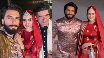 Ranveer Singh and Kriti Sanon turned showstoppers for Manish Malhotra's show in Kashi. (Instagram) Ranveer Singh and Kriti Sanon turned showstoppers for Manish Malhotra's show in Kashi. (Instagram)