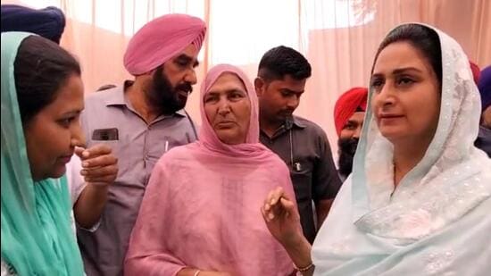 Harsimrat Kaur Badal during a public interaction at Bathinda. (Sanjeev Kumar/HT)