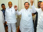 After it became clear that Dhairyasheel will join the NCP (SCP), deputy chief minister Devendra Fadnavis has been actively engaged in discussions with leaders who wield considerable influence at the grassroots level. (HT PHOTO)