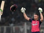 Jos Buttler almost single-handedly led Rajasthan Royals to a record-equalling chase of 224 against the Kolkata Knight Riders with an unbeaten 107 off 60 balls.(AFP)
