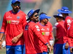 Delhi Capitals' captain Rishabh Pant with Ishant Sharma and others during a practice session Delhi Capitals' captain Rishabh Pant with Ishant Sharma and others during a practice session