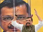 AAP leader Sanjay Singh speaks during a protest against the arrest of party leader and Delhi CM Arvind Kejriwal in New Delhi. AAP leader Sanjay Singh speaks during a protest against the arrest of party leader and Delhi CM Arvind Kejriwal in New Delhi.