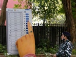 New Delhi: A model of Electronic Voting Machine (EVM) placed outside the Election Commission of India (ECI) office, in New Delhi, Tuesday, April 16, 2024. (PTI Photo/Shahbaz Khan)(PTI04_16_2024_000189A) New Delhi: A model of Electronic Voting Machine (EVM) placed outside the Election Commission of India (ECI) office, in New Delhi, Tuesday, April 16, 2024. (PTI Photo/Shahbaz Khan)(PTI04_16_2024_000189A)