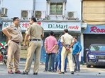 Police outside Salman Khan’s house in Bandra. (Raju Shinde/HT photo)