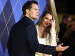 British actor Henry Cavill and Natalie Viscuso pose on the red carpet upon arrival to attend the world premiere of the film Argylle. British actor Henry Cavill and Natalie Viscuso pose on the red carpet upon arrival to attend the world premiere of the film Argylle.