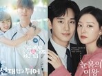 Left: Kim Hye Yoon and Byeon Woo Seok in Lovely Runner (Monday-Tuesday); Right: Kim Soo Hyun and Kim Ji Won in Queen of Tears (Saturday-Sunday). Left: Kim Hye Yoon and Byeon Woo Seok in Lovely Runner (Monday-Tuesday); Right: Kim Soo Hyun and Kim Ji Won in Queen of Tears (Saturday-Sunday).