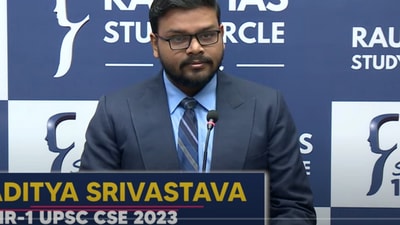 Aditya Srivastava from Lucknow is the UPSC civil services 2023 topper. (YouTube/@rausias1953)