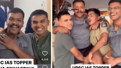 UPSC civil services topper Aditya Srivastava with his friends. (Instagram) UPSC civil services topper Aditya Srivastava with his friends. (Instagram)