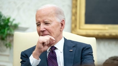 US President Joe Biden during a meeting with Petr Fiala, Czech Republic's prime minister, not pictured, in the Oval Office of the White House in Washington, DC, US, on Monday, April 15, 2024 (Bloomberg) US President Joe Biden during a meeting with Petr Fiala, Czech Republic's prime minister, not pictured, in the Oval Office of the White House in Washington, DC, US, on Monday, April 15, 2024 (Bloomberg)