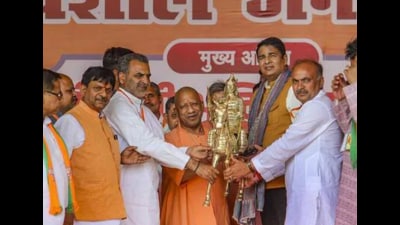 Both Sanjeev Baliyan and Sangeet Som shared the dais with CM Yogi Adityanath at a rally in Sardhana, in Meerut on April 10 (PTI) Both Sanjeev Baliyan and Sangeet Som shared the dais with CM Yogi Adityanath at a rally in Sardhana, in Meerut on April 10 (PTI)
