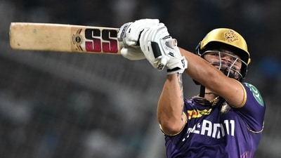 Rinku Singh made a valuable contribuition of 20 off nine balls as KKR scored 223/6 batting first. (AFP) Rinku Singh made a valuable contribuition of 20 off nine balls as KKR scored 223/6 batting first. (AFP)